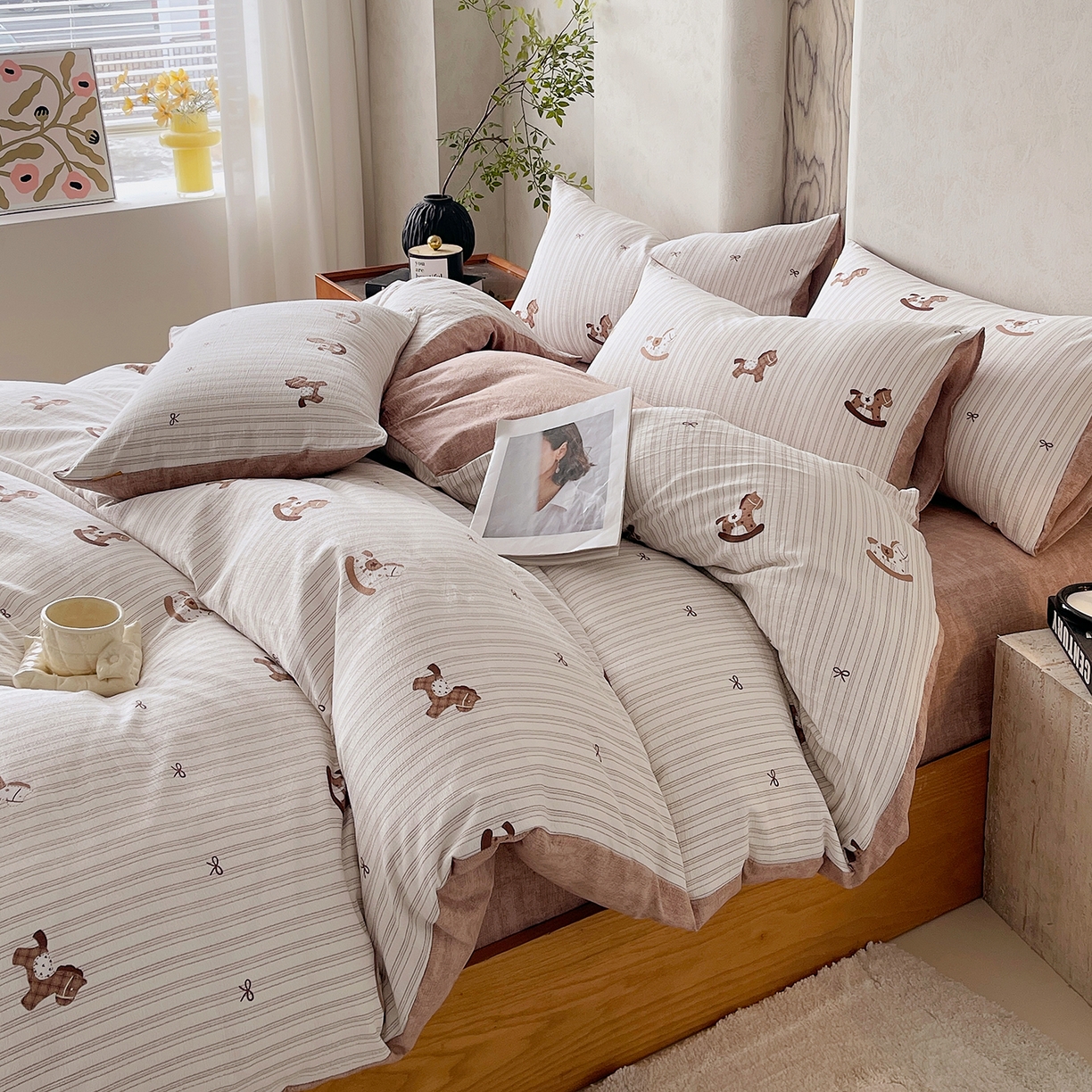 91家纺网 家纺一手货源 找家纺 灿哈家纺 2025新款复古风仿麻四件套 锦绣骏程