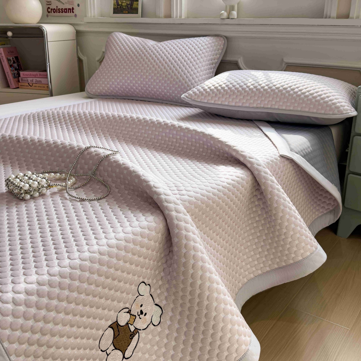 91家纺网 家纺一手货源 找家纺 孩子王家纺 2026春夏新款冰豆豆凉席凉感值过0.21冰丝床单单件冰丝席家用空调软席凉席席子 香芋紫-床铺款