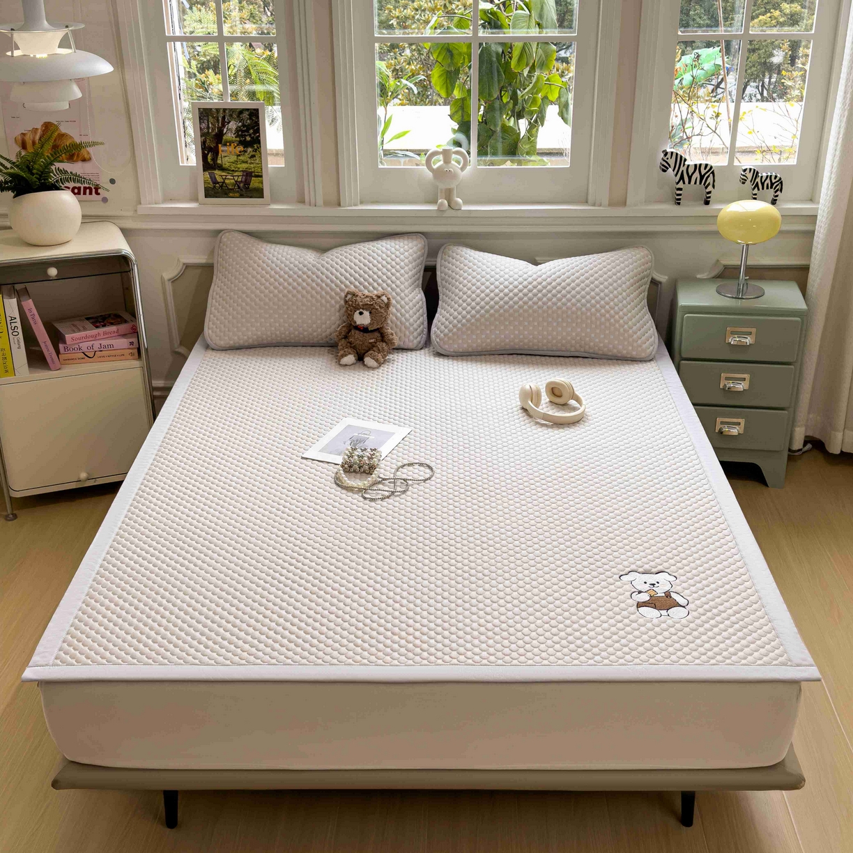 91家纺网 家纺一手货源 找家纺 孩子王家纺 2026春夏新款冰豆豆凉席凉感值过0.21冰丝床单单件冰丝席家用空调软席凉席席子 椰子灰-床铺款