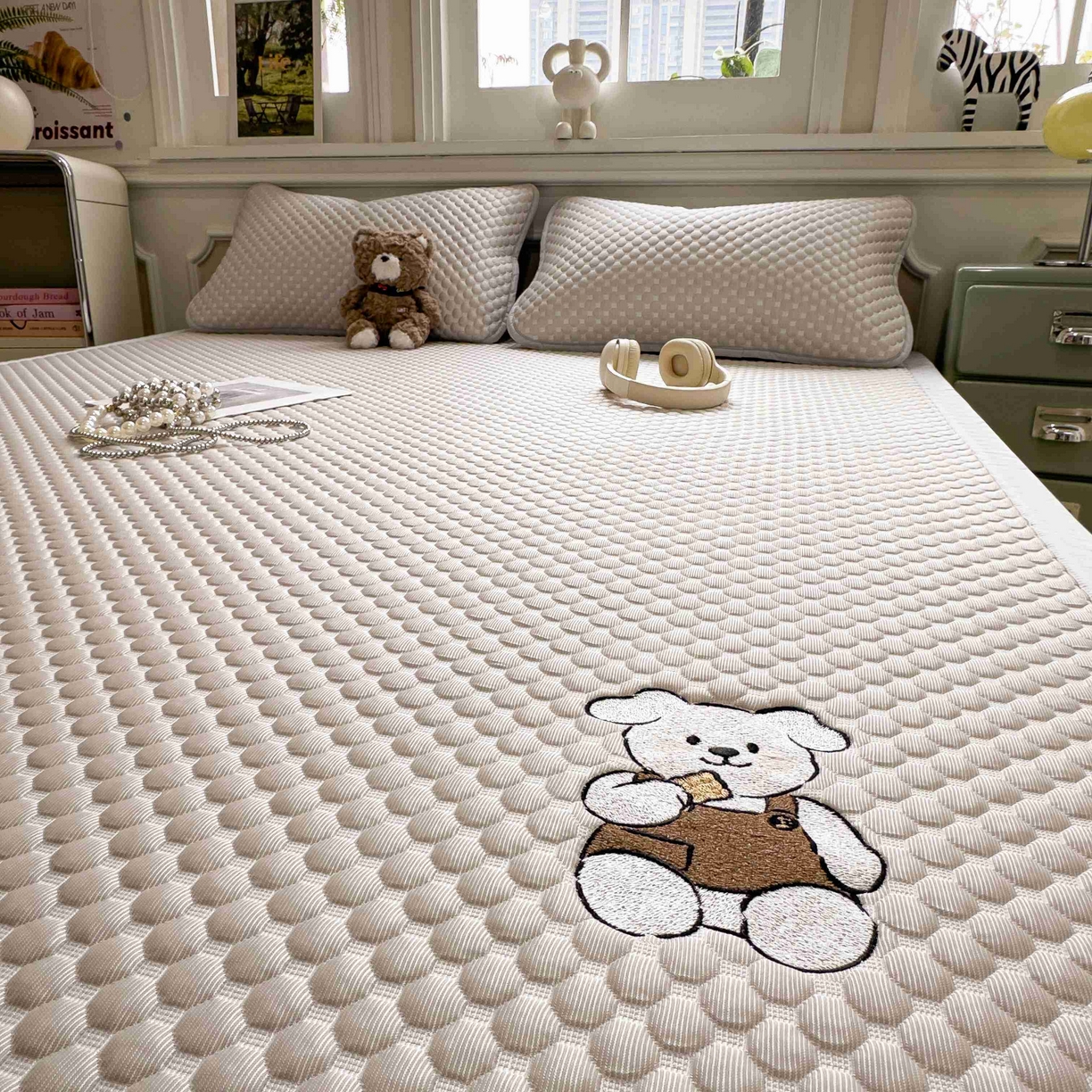 91家纺网 家纺一手货源 找家纺 孩子王家纺 2026春夏新款冰豆豆凉席凉感值过0.21冰丝床单单件冰丝席家用空调软席凉席席子 椰子灰-床铺款