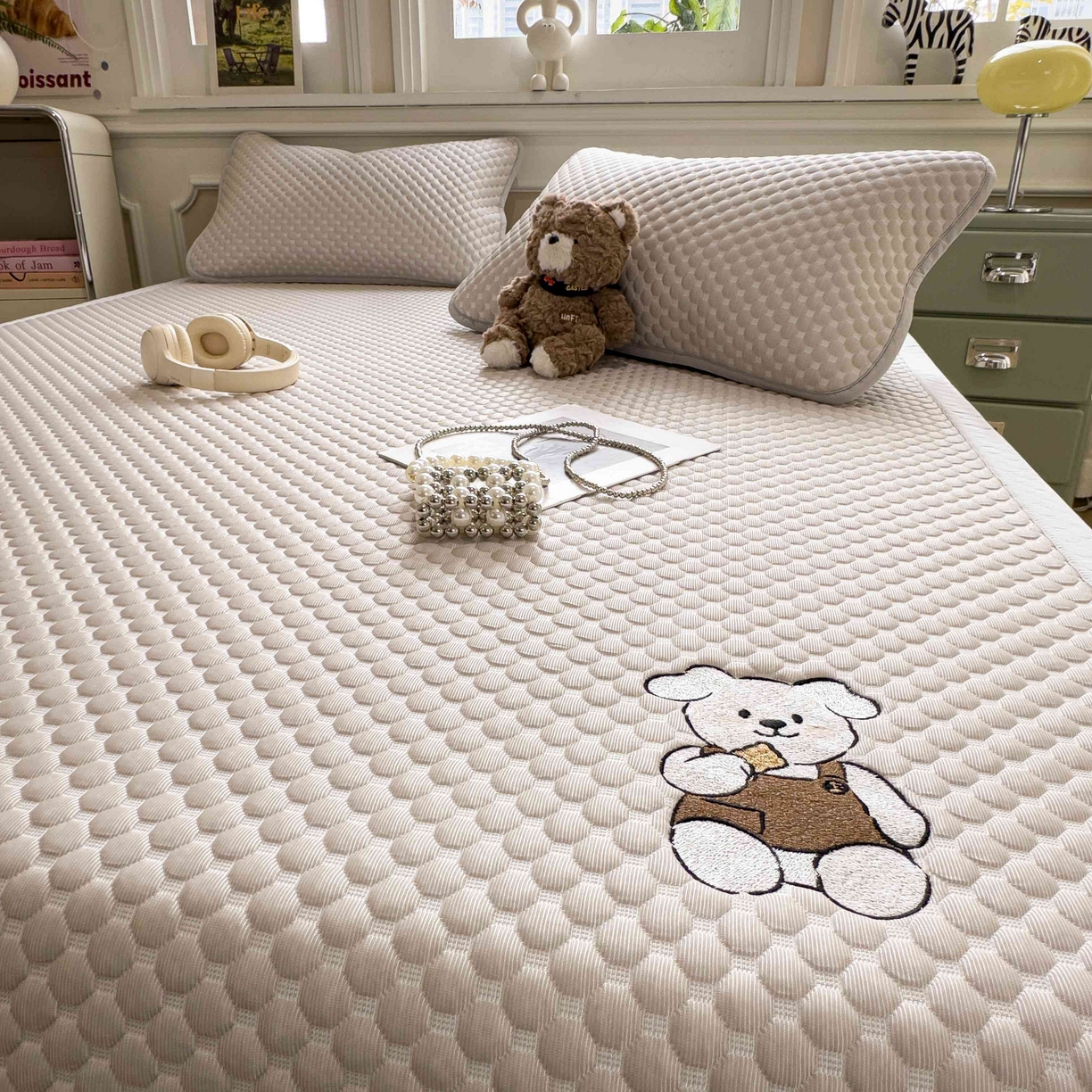 91家纺网 家纺一手货源 找家纺 孩子王家纺 2026春夏新款冰豆豆凉席凉感值过0.21冰丝床单单件冰丝席家用空调软席凉席席子 椰子灰-床铺款