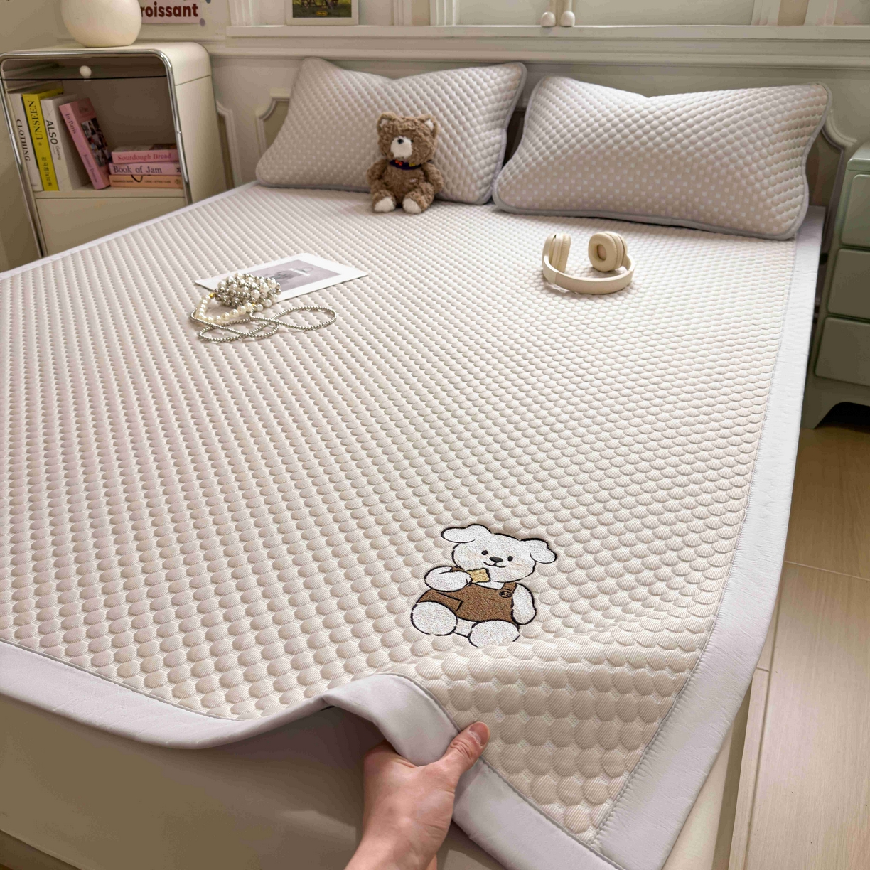 91家纺网 家纺一手货源 找家纺 孩子王家纺 2026春夏新款冰豆豆凉席凉感值过0.21冰丝床单单件冰丝席家用空调软席凉席席子 椰子灰-床铺款