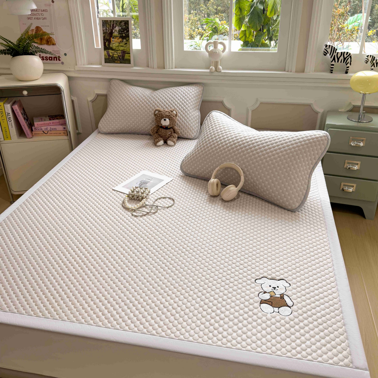 91家纺网 家纺一手货源 找家纺 孩子王家纺 2026春夏新款冰豆豆凉席凉感值过0.21冰丝床单单件冰丝席家用空调软席凉席席子 椰子灰-床铺款