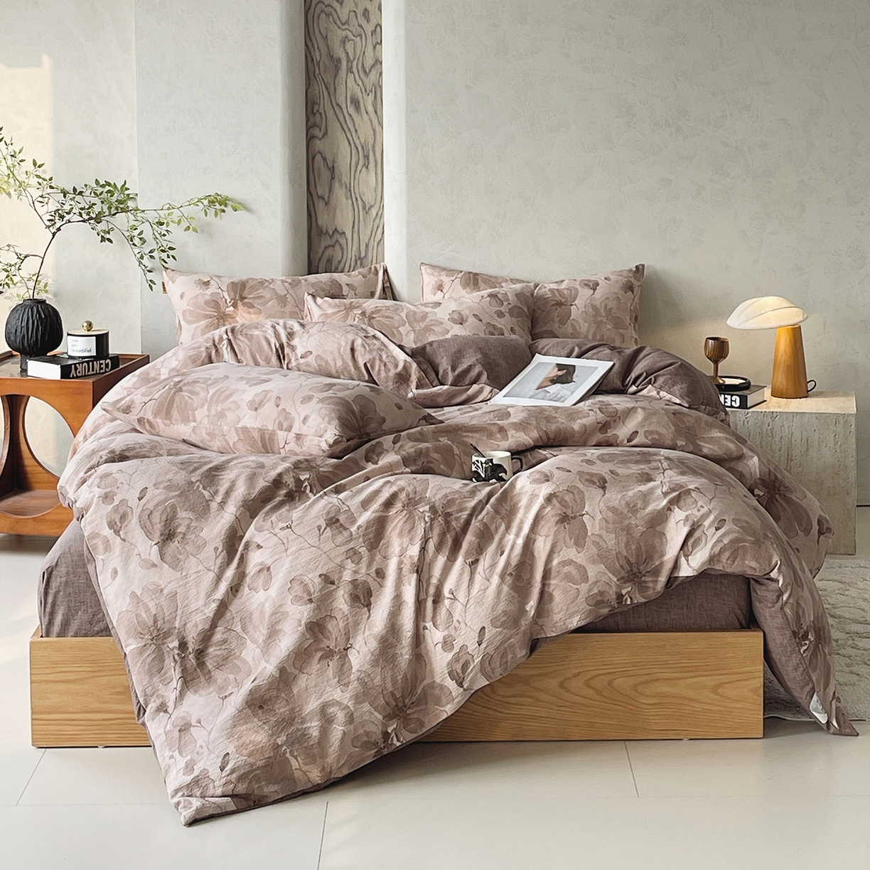 91家纺网 家纺一手货源 找家纺 灿哈家纺 2025新款复古风仿麻四件套 繁芯芳庭