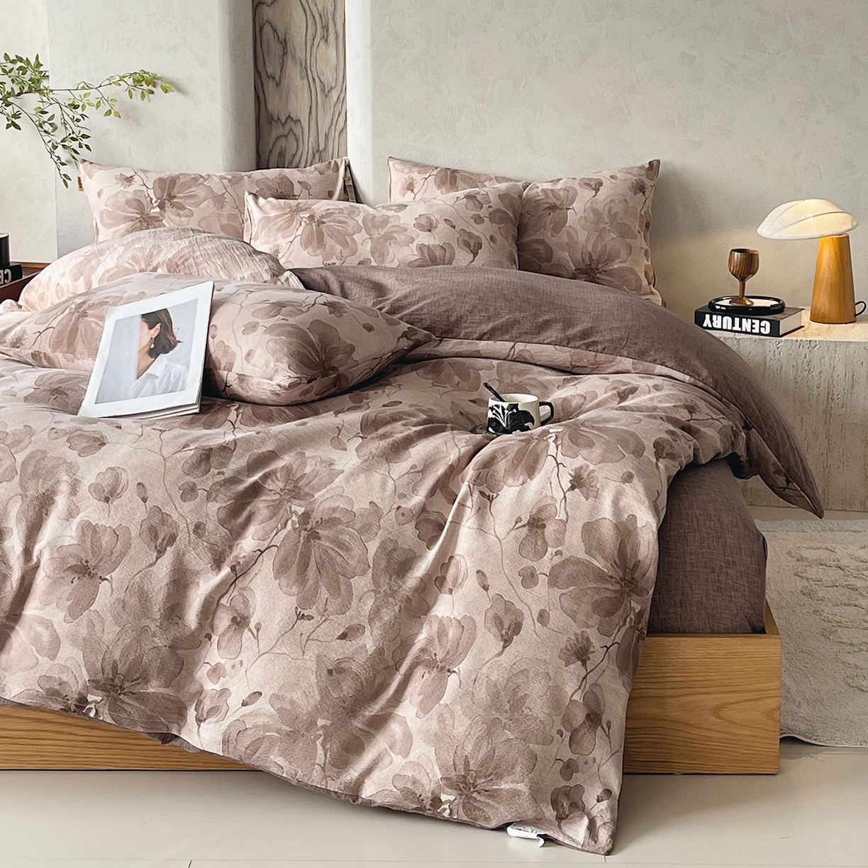 91家纺网 家纺一手货源 找家纺 灿哈家纺 2025新款复古风仿麻四件套 繁芯芳庭