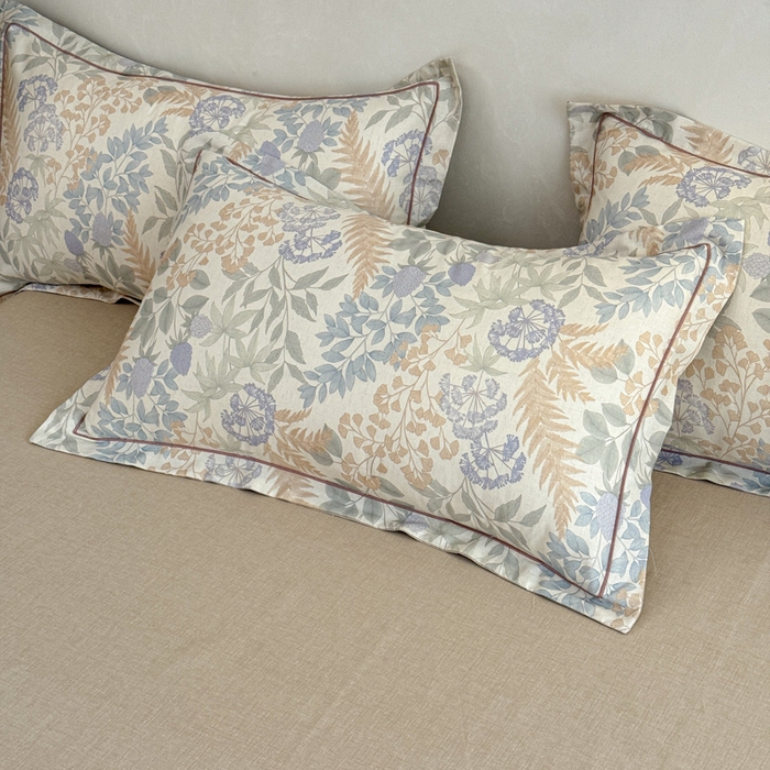 91家纺网 家纺一手货源 找家纺 U品汇 2026新款全棉纯棉麻数码印花四件套亚麻复古夏季床上用品（70%棉30%亚麻） 叶之语