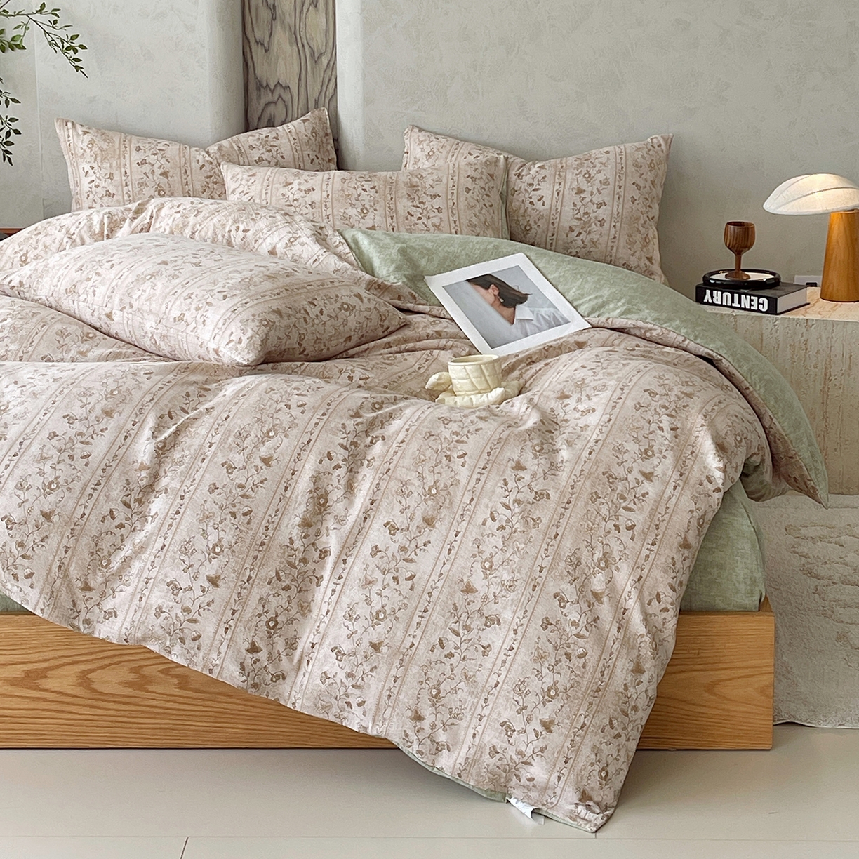 91家纺网 家纺一手货源 找家纺 灿哈家纺 2025新款复古风仿麻四件套 繁艳生香