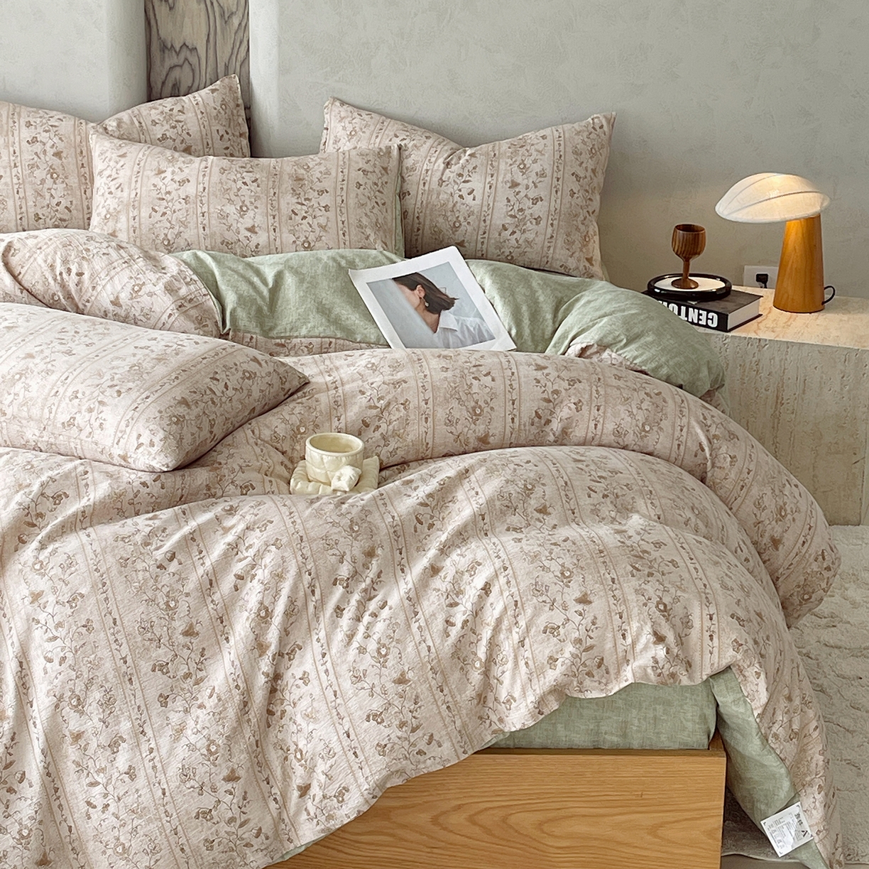 91家纺网 家纺一手货源 找家纺 灿哈家纺 2025新款复古风仿麻四件套 繁艳生香