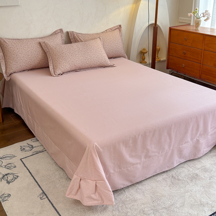 91家纺网 家纺一手货源 找家纺 U品汇 2026新款全棉纯棉麻数码印花四件套亚麻复古夏季床上用品（70%棉30%亚麻） 伊人-豆沙