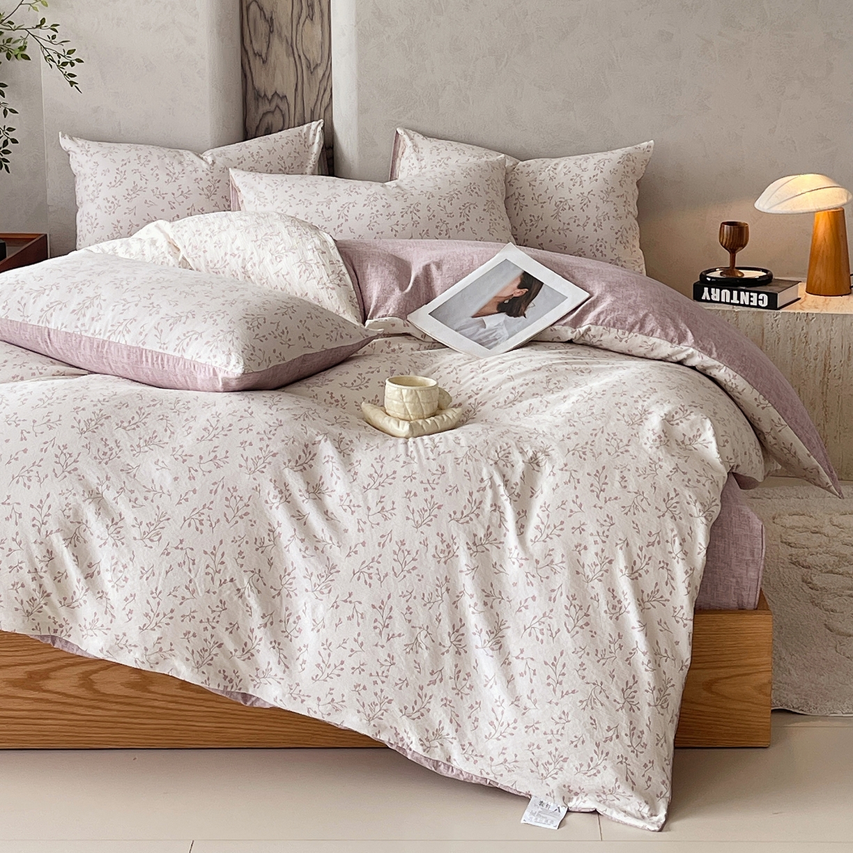 91家纺网 家纺一手货源 找家纺 灿哈家纺 2025新款复古风仿麻四件套 芳枝凝香