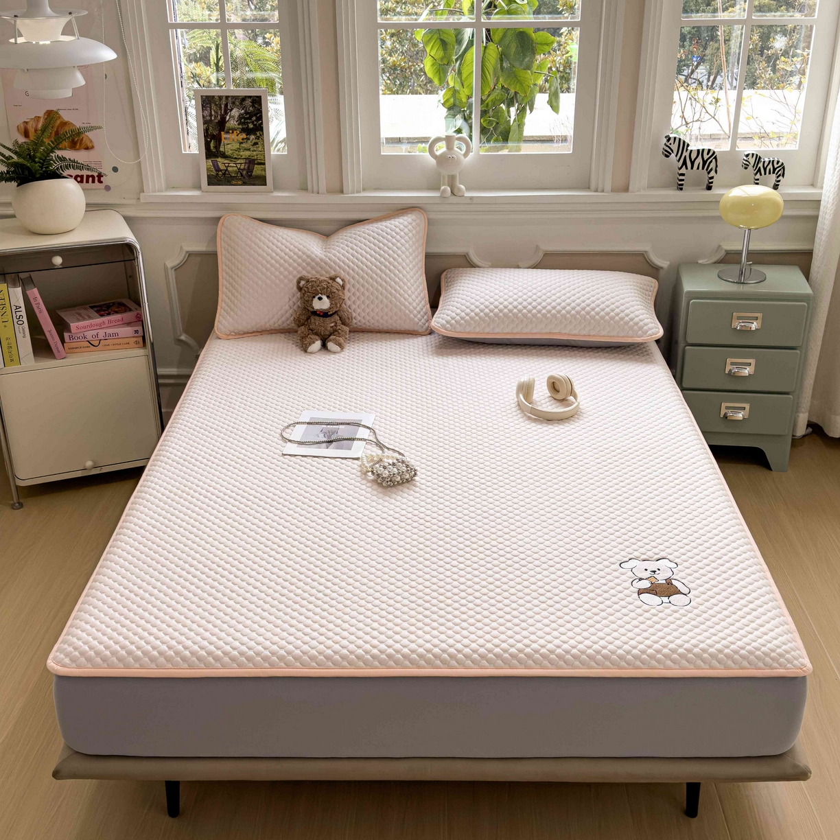 91家纺网 家纺一手货源 找家纺 孩子王家纺 2026春夏新款冰豆豆凉席凉感值过0.21冰丝床单单件冰丝席家用空调软席凉席席子 芭蕾粉-床笠款