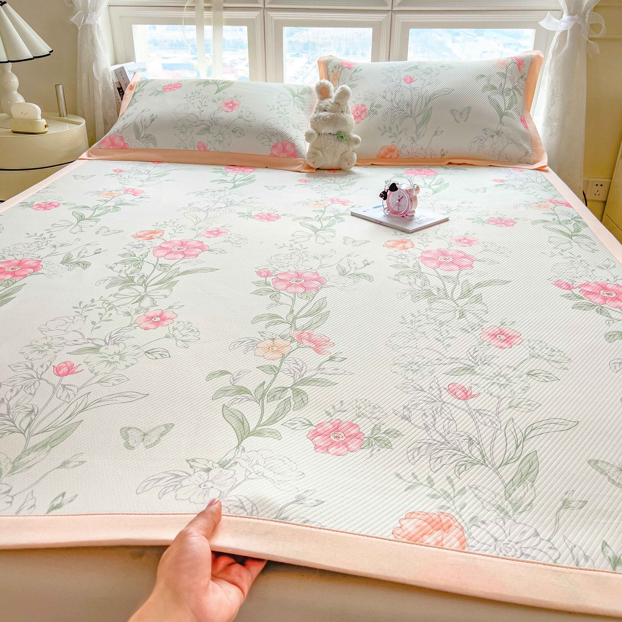 91家纺网 家纺一手货源 找家纺 （总）孩子王家纺 2026春夏新款夏季花卉冰丝凉席凉感值过0.21冰豆豆A类可机洗学生宿舍空调软席