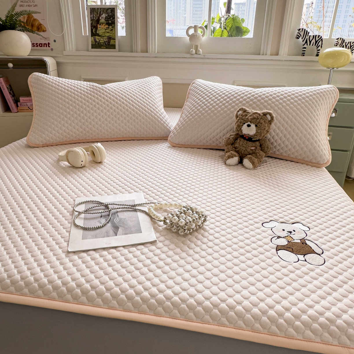 91家纺网 家纺一手货源 找家纺 孩子王家纺 2026春夏新款冰豆豆凉席凉感值过0.21冰丝床单单件冰丝席家用空调软席凉席席子 芭蕾粉-床笠款