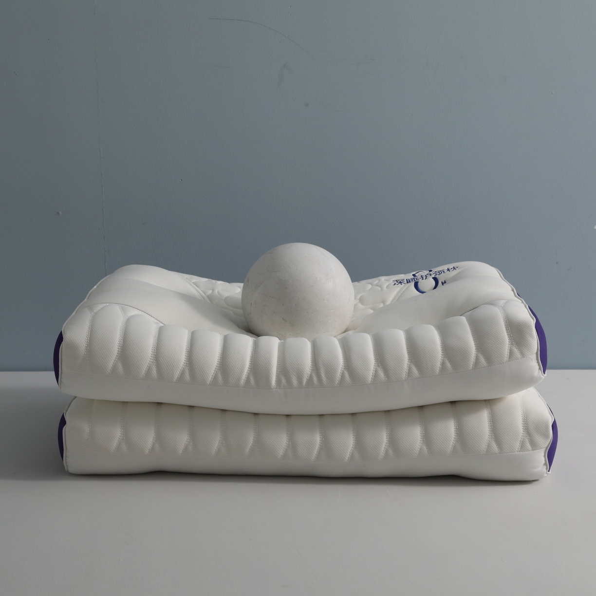 91家纺网 家纺一手货源 找家纺 小米枕芯 2026新款8小时深睡护颈枕助睡眠枕两色枕头枕芯 8小时深睡护颈枕-奶白拼藏蓝