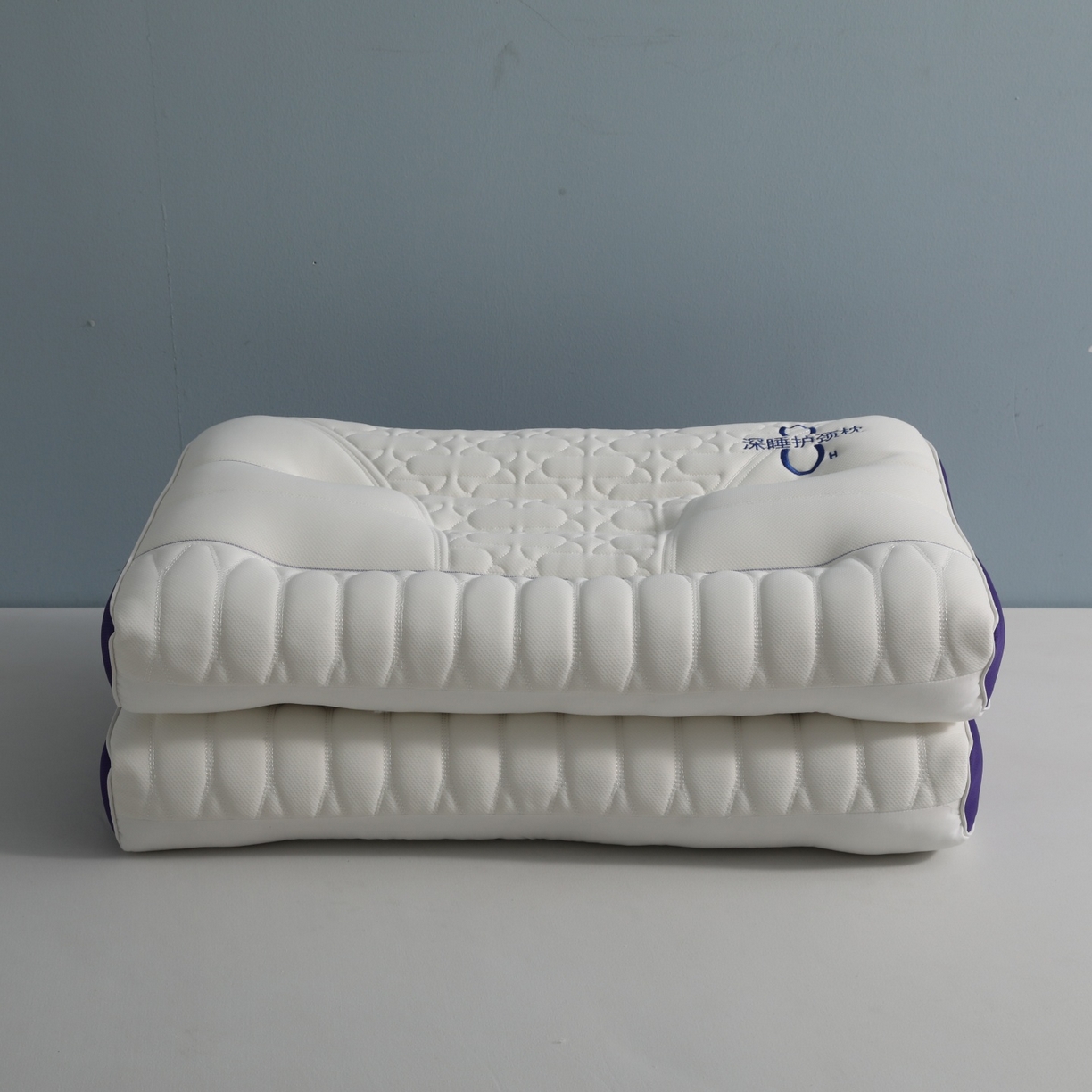 91家纺网 家纺一手货源 找家纺 小米枕芯 2026新款8小时深睡护颈枕助睡眠枕两色枕头枕芯 8小时深睡护颈枕奶白拼天蓝