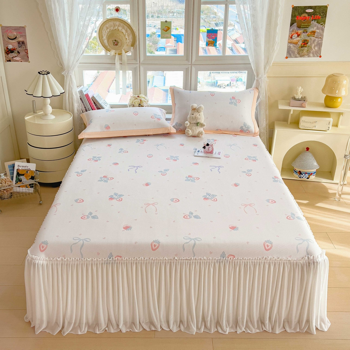 91家纺网 家纺一手货源 找家纺 （总）孩子王家纺 2026春夏新款夏季花卉冰丝凉席凉感值过0.21冰豆豆A类可机洗学生宿舍空调软席