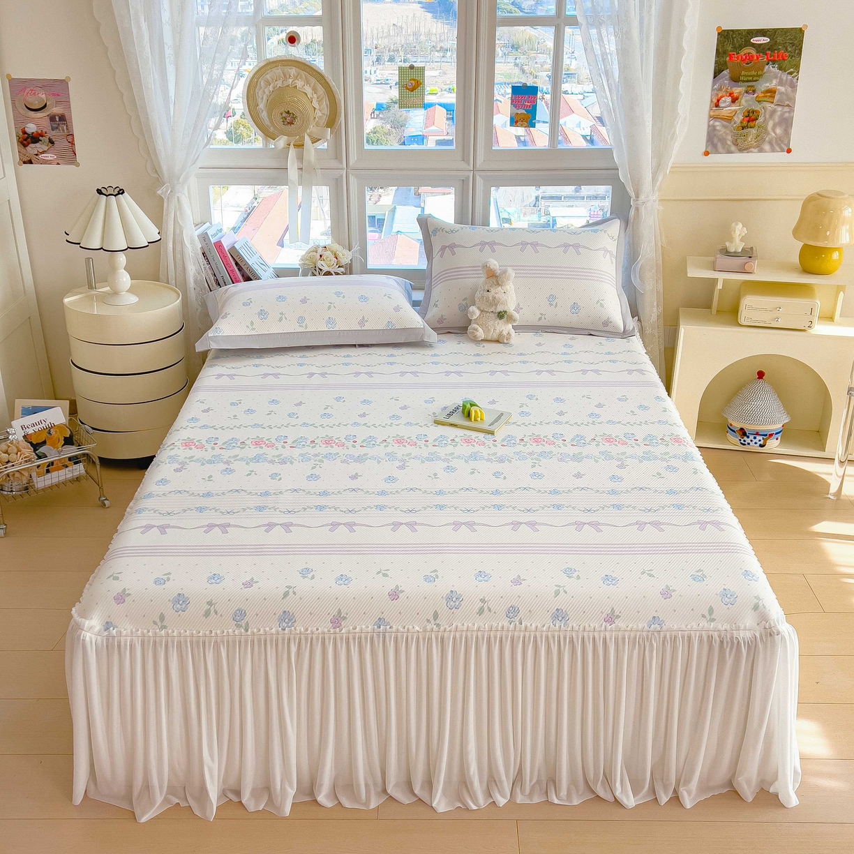 91家纺网 家纺一手货源 找家纺 （总）孩子王家纺 2026春夏新款夏季花卉冰丝凉席凉感值过0.21冰豆豆A类可机洗学生宿舍空调软席