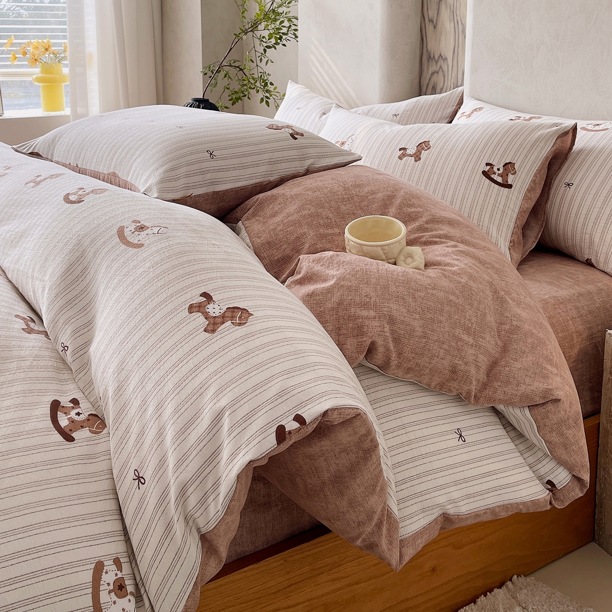 91家纺网 家纺一手货源 找家纺 灿哈家纺 2025新款复古风仿麻四件套 锦绣骏程