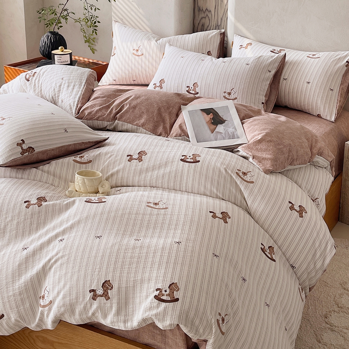 91家纺网 家纺一手货源 找家纺 灿哈家纺 2025新款复古风仿麻四件套 锦绣骏程