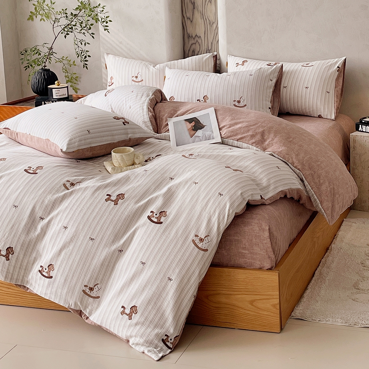 91家纺网 家纺一手货源 找家纺 灿哈家纺 2025新款复古风仿麻四件套 锦绣骏程