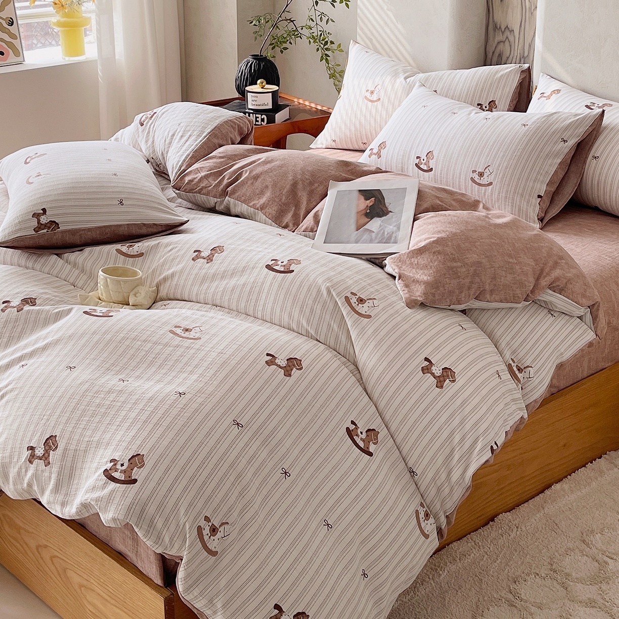 91家纺网 家纺一手货源 找家纺 灿哈家纺 2025新款复古风仿麻四件套 锦绣骏程