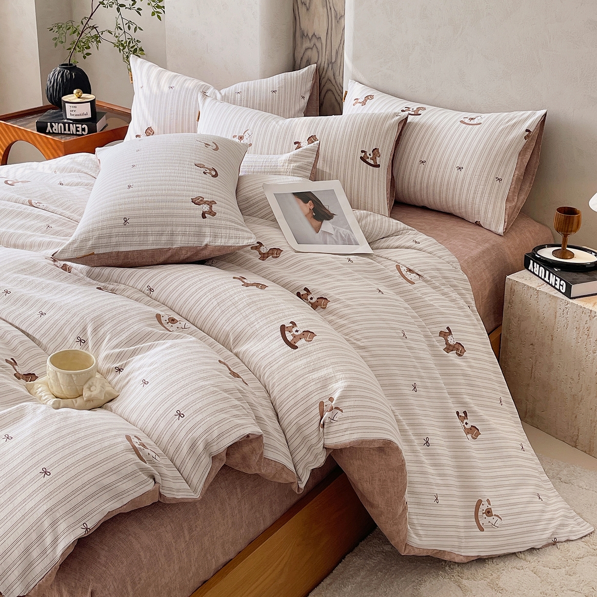 91家纺网 家纺一手货源 找家纺 灿哈家纺 2025新款复古风仿麻四件套 锦绣骏程