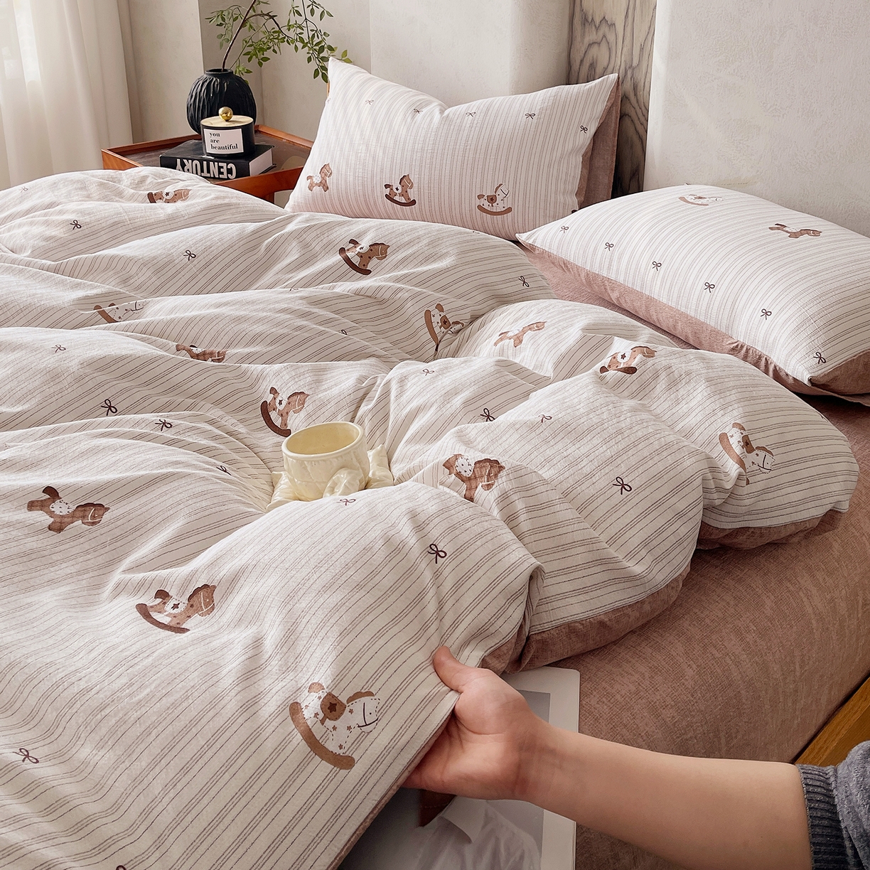 91家纺网 家纺一手货源 找家纺 灿哈家纺 2025新款复古风仿麻四件套 锦绣骏程