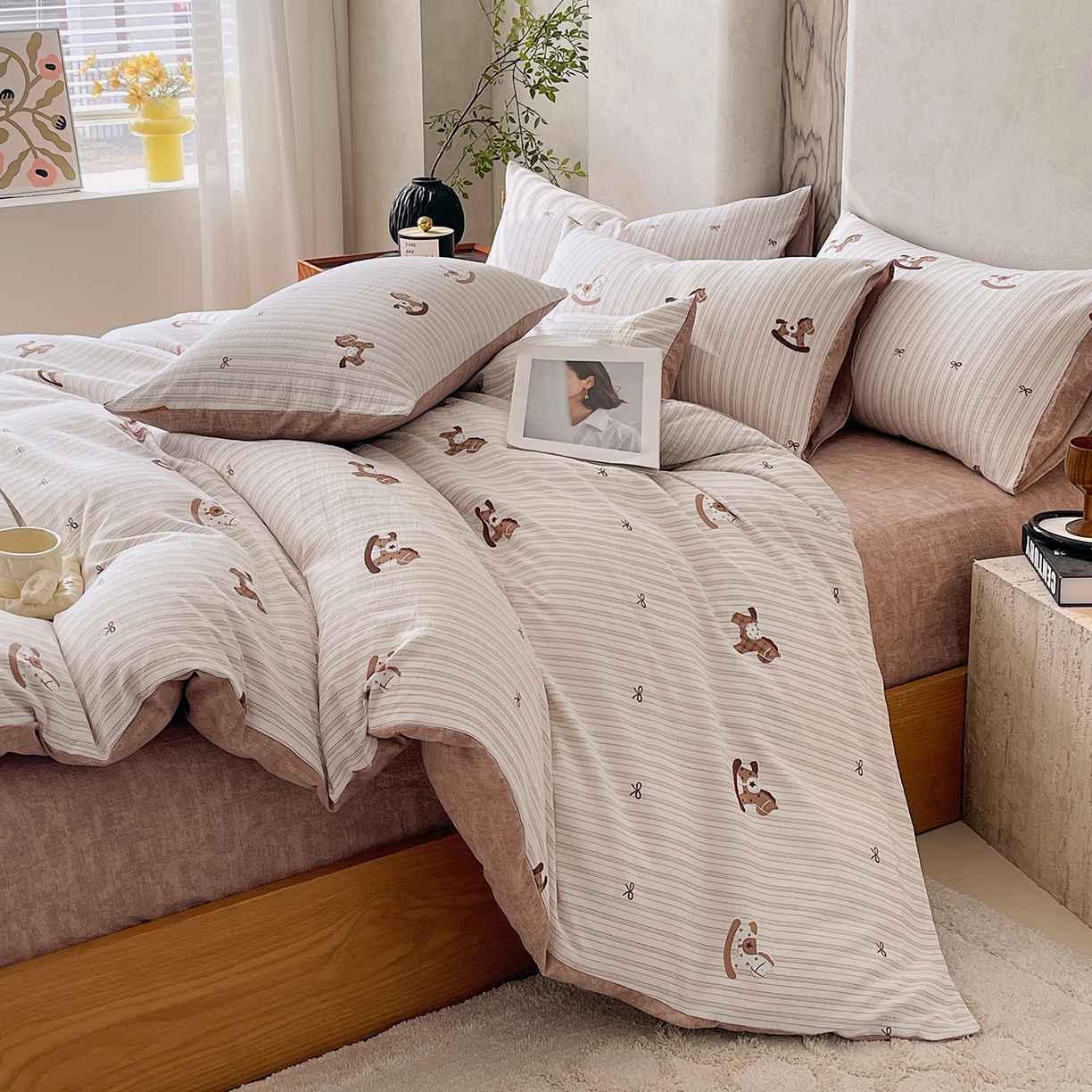 91家纺网 家纺一手货源 找家纺 灿哈家纺 2025新款复古风仿麻四件套 锦绣骏程