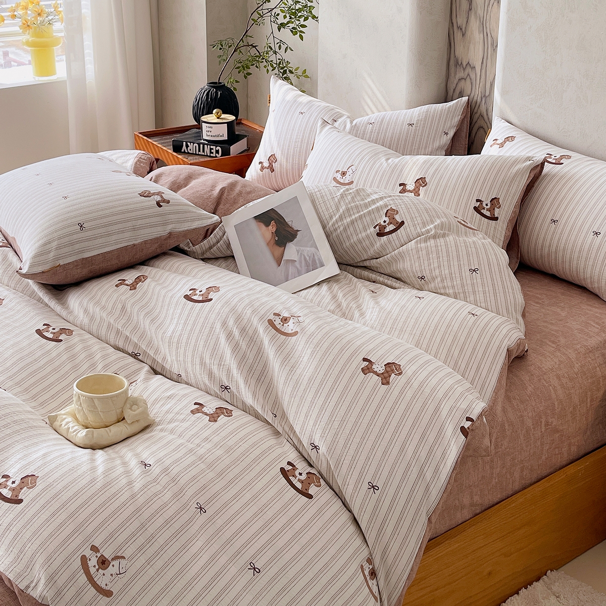 91家纺网 家纺一手货源 找家纺 灿哈家纺 2025新款复古风仿麻四件套 锦绣骏程