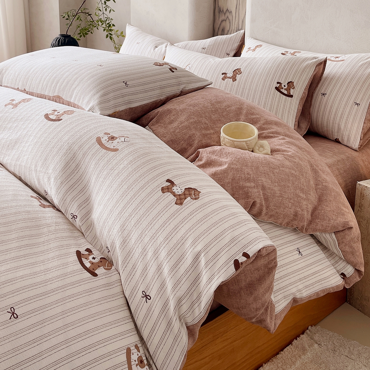 91家纺网 家纺一手货源 找家纺 灿哈家纺 2025新款复古风仿麻四件套 锦绣骏程