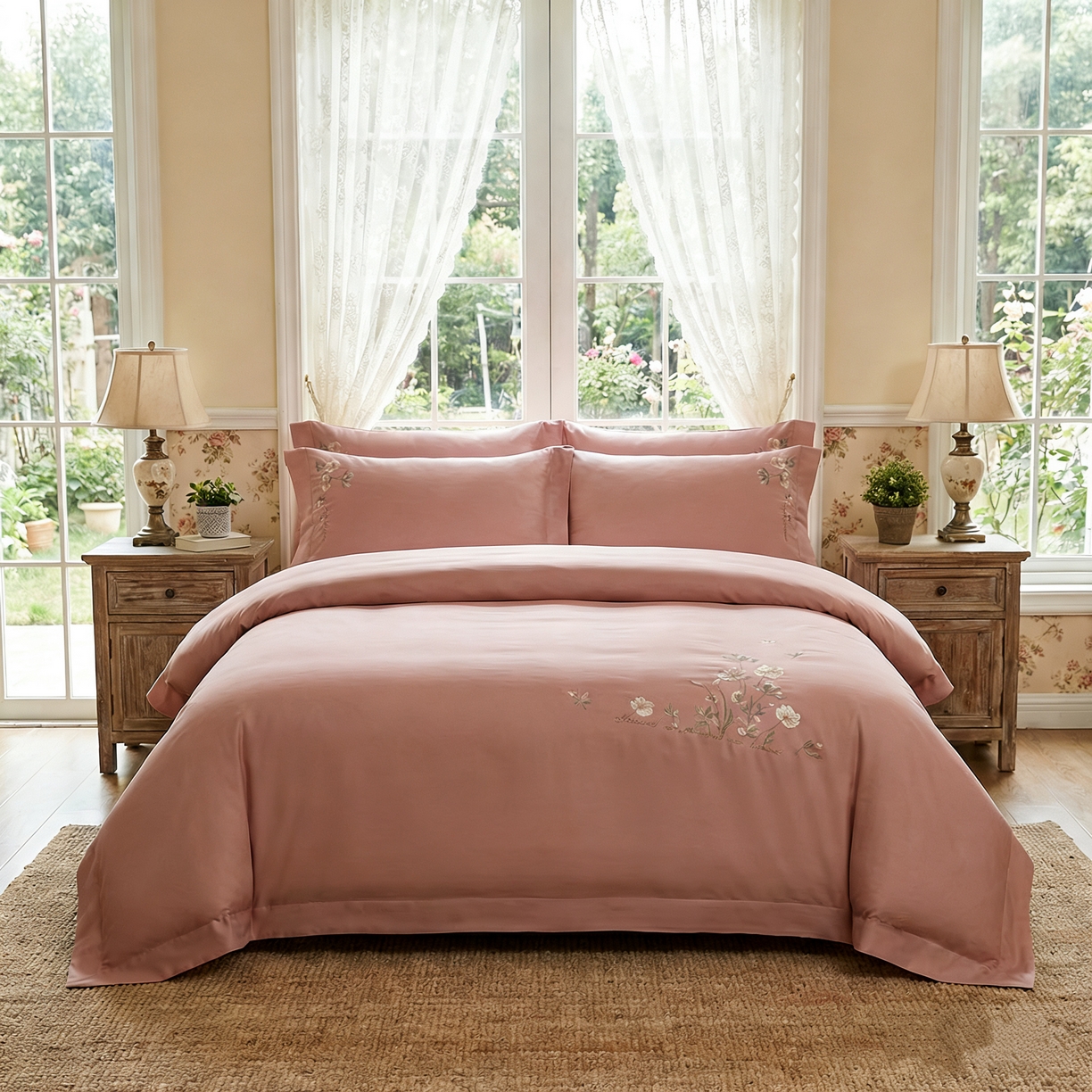 91家纺网 家纺一手货源 找家纺 （总）U品汇 2026全棉纯棉刺绣花四件套40支长绒棉100%棉礼盒包装