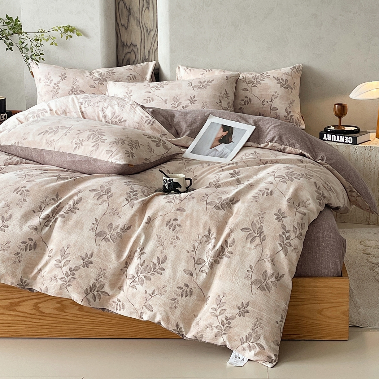 91家纺网 家纺一手货源 找家纺 灿哈家纺 2025新款复古风仿麻四件套 祥枝藴芳