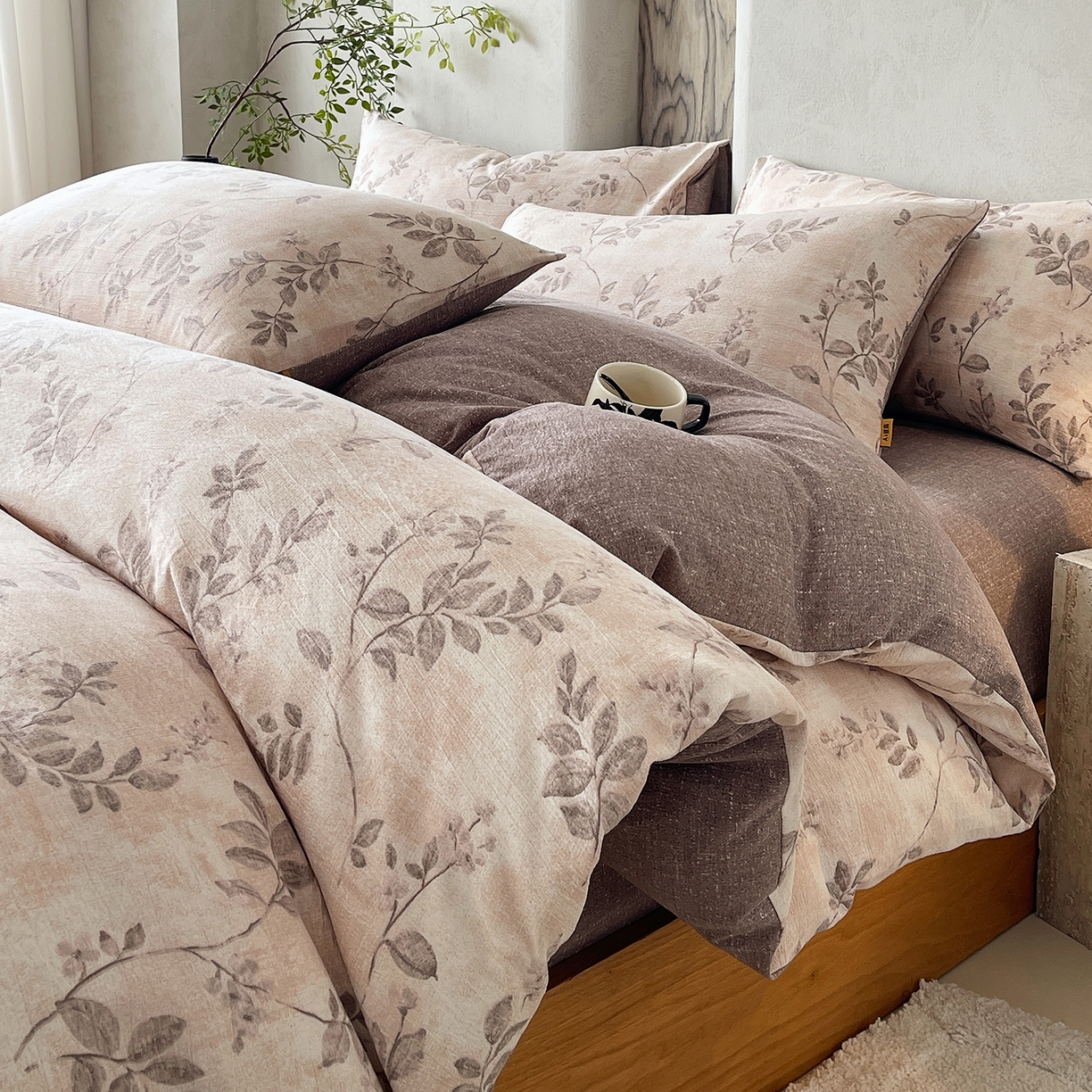 91家纺网 家纺一手货源 找家纺 灿哈家纺 2025新款复古风仿麻四件套 祥枝藴芳