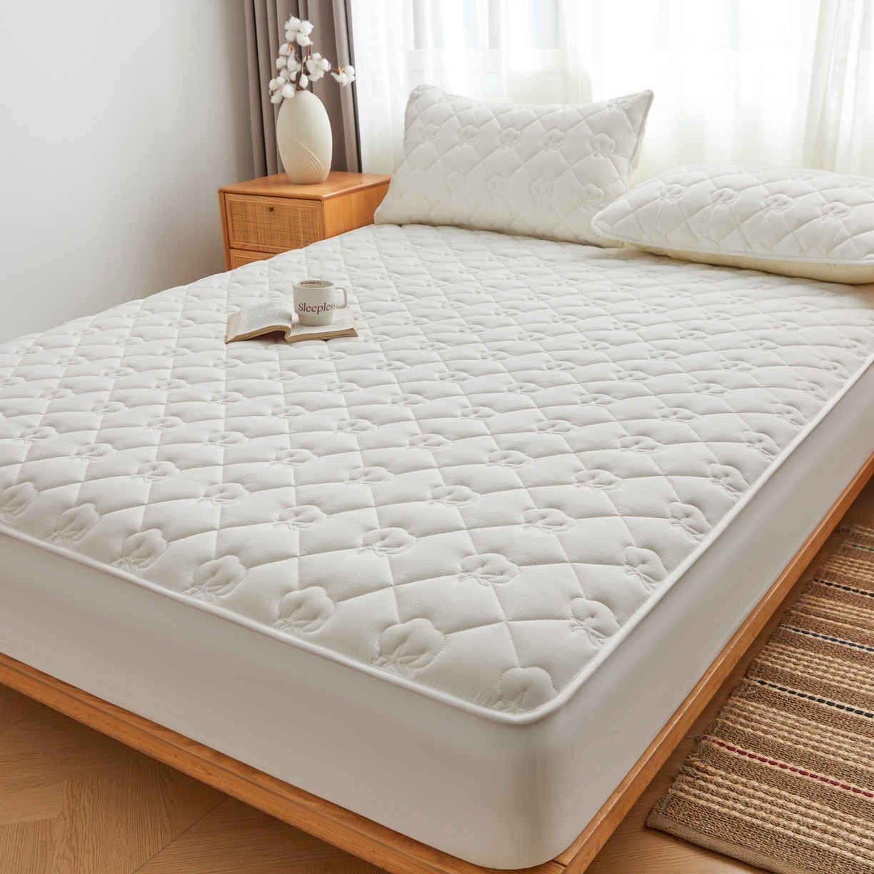 91家纺网 家纺一手货源 找家纺 （总）小米枕芯 2026新款全棉纯棉棉花图案舒适夹棉床笠