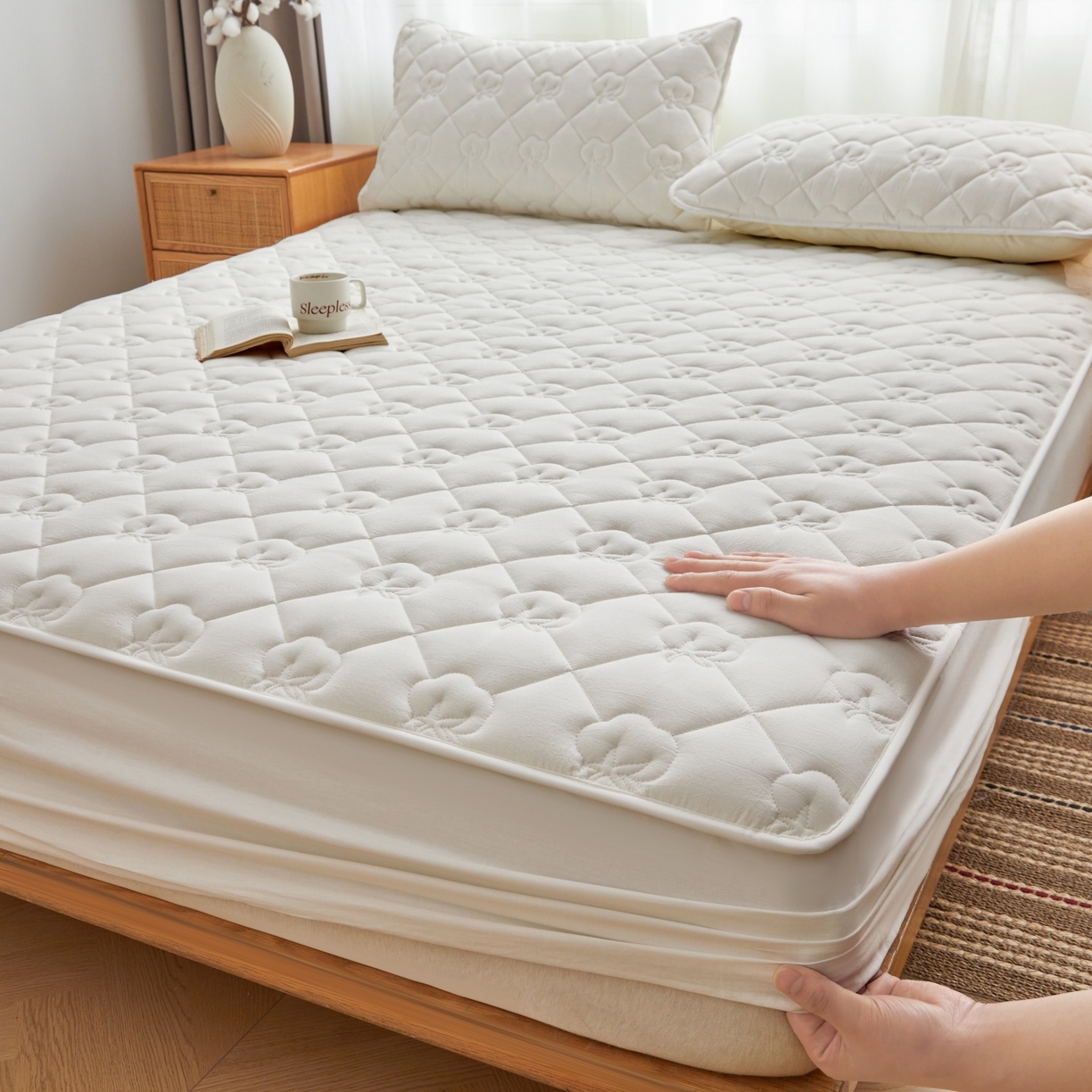 91家纺网 家纺一手货源 找家纺 （总）小米枕芯 2026新款全棉纯棉棉花图案舒适夹棉床笠