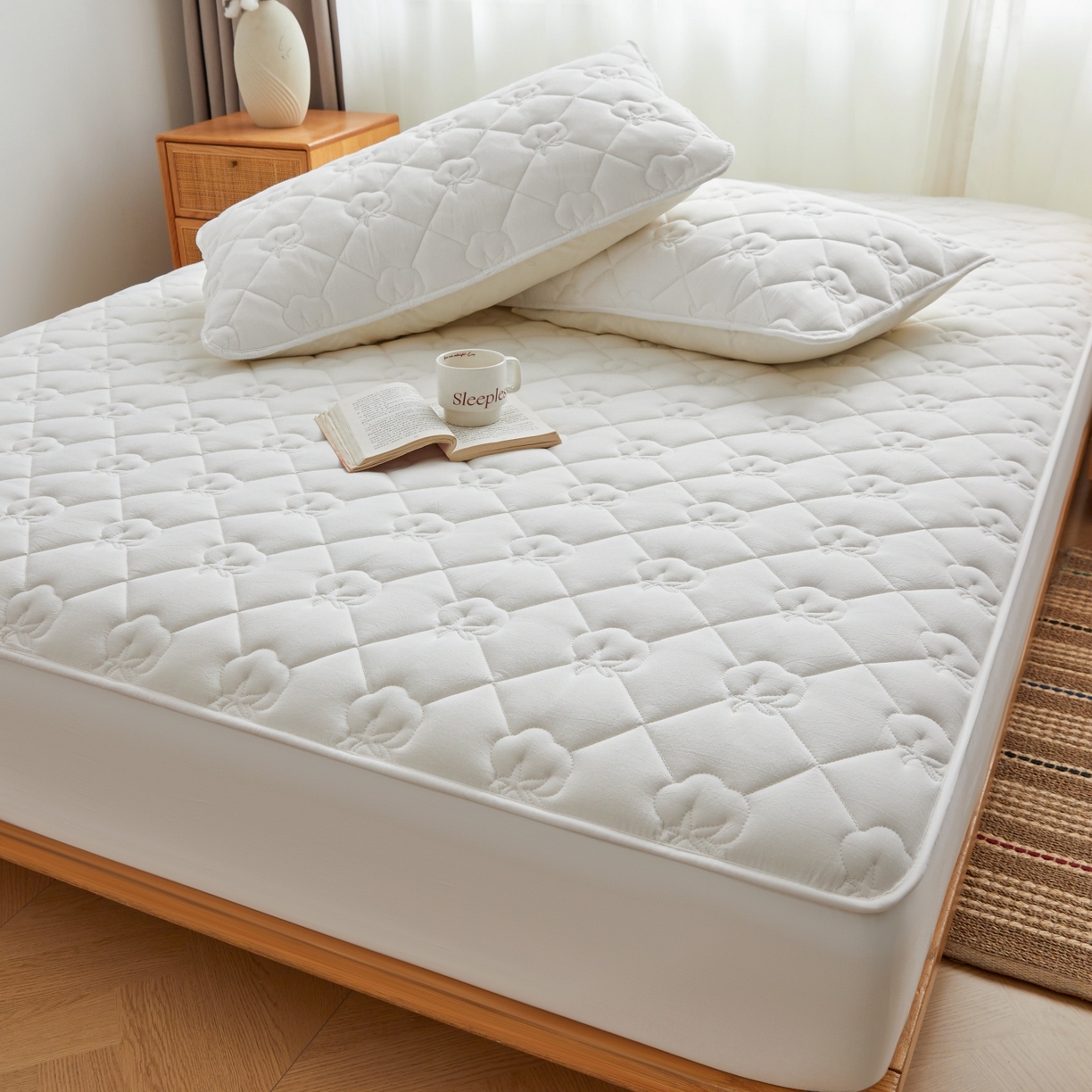 91家纺网 家纺一手货源 找家纺 （总）小米枕芯 2026新款全棉纯棉棉花图案舒适夹棉床笠