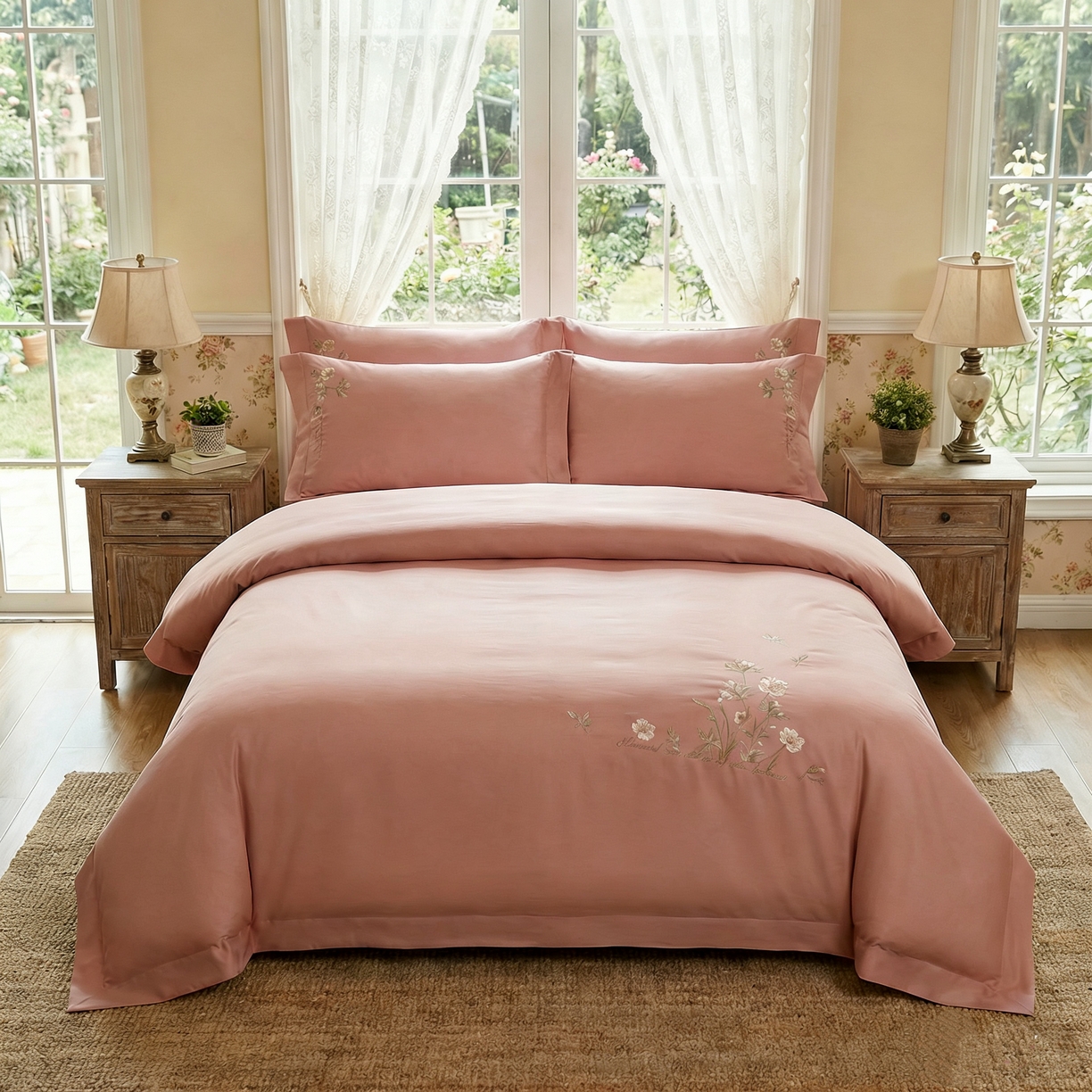 91家纺网 家纺一手货源 找家纺 （总）U品汇 2026全棉纯棉刺绣花四件套40支长绒棉100%棉礼盒包装