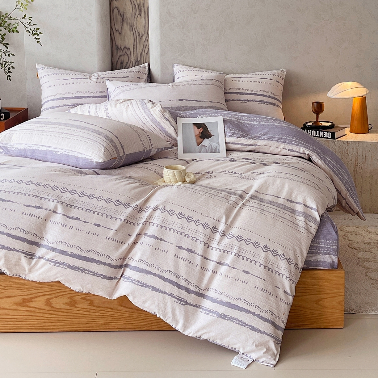 91家纺网 家纺一手货源 找家纺 灿哈家纺 2025新款复古风仿麻四件套 云水栖庭