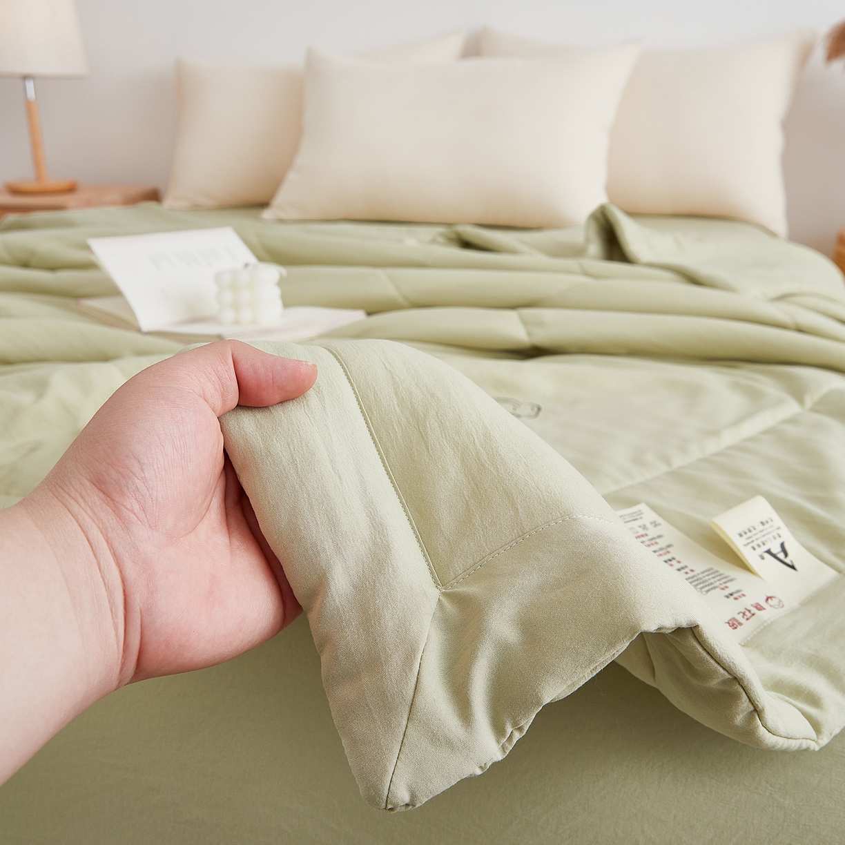 91家纺网 家纺一手货源 找家纺 尊妙被业 2026新款水洗棉棉花夏被100%新疆棉花被被子被芯填充包检测 岩松绿