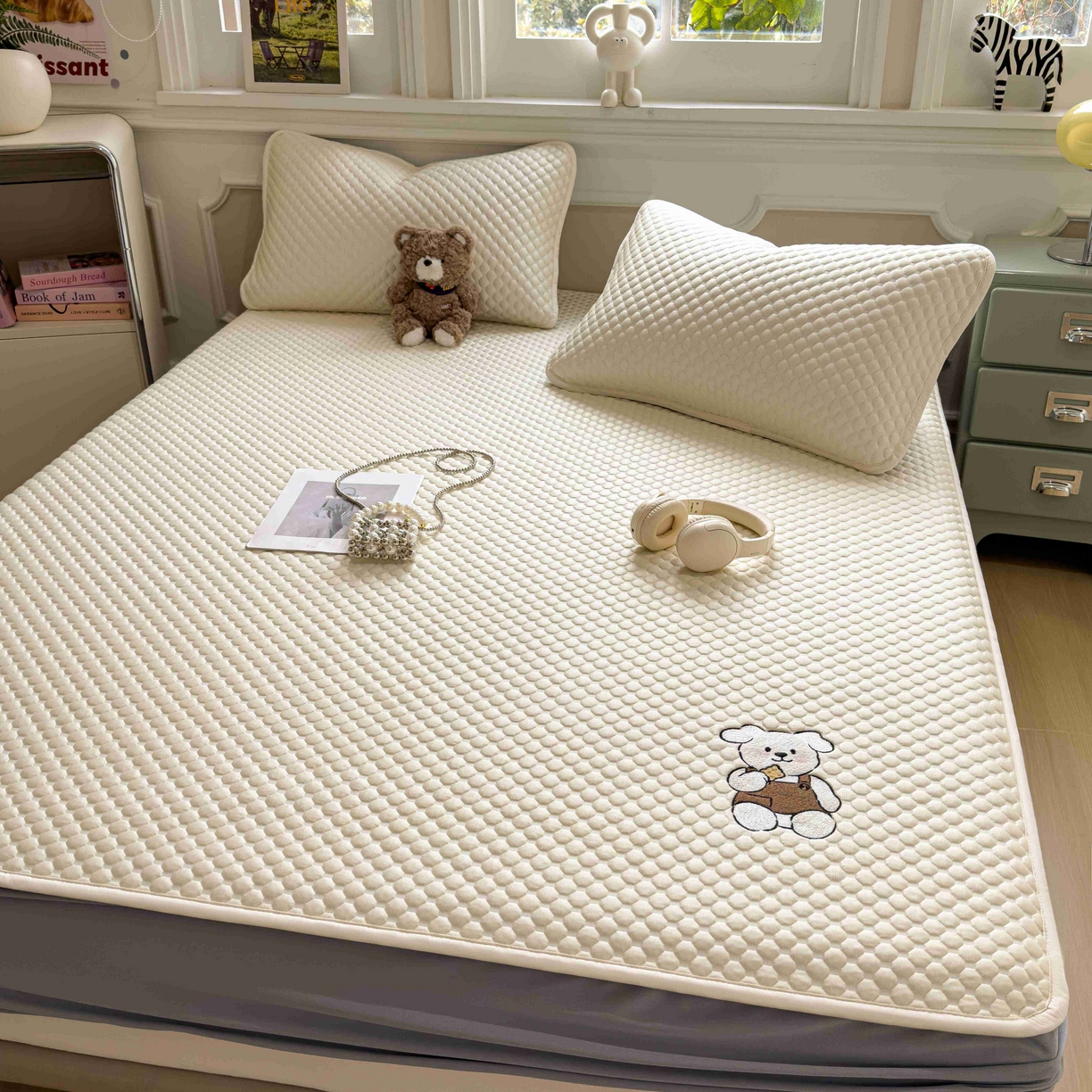 91家纺网 家纺一手货源 找家纺 孩子王家纺 2026春夏新款冰豆豆凉席凉感值过0.21冰丝床单单件冰丝席家用空调软席凉席席子 奶酪黄-床笠款