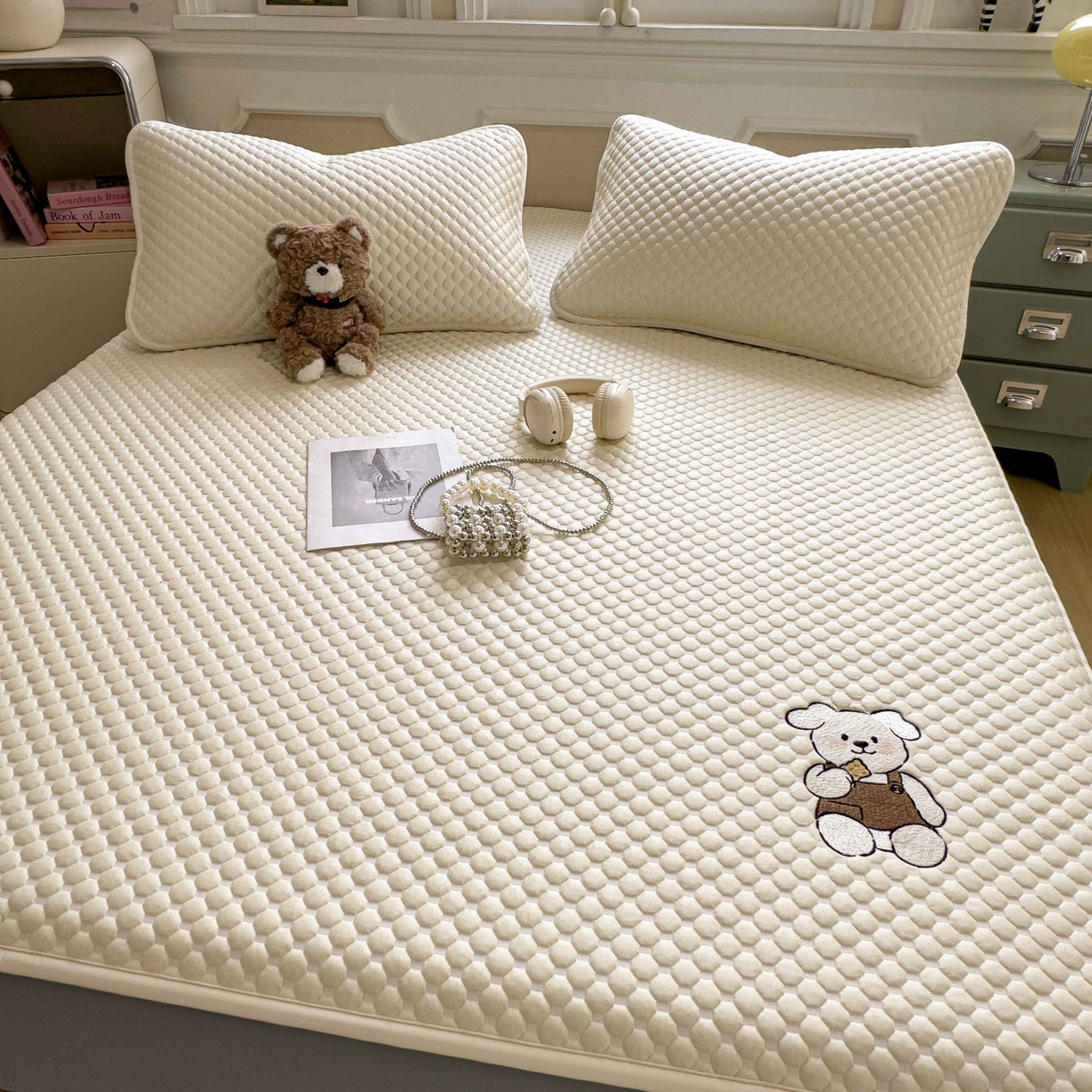 91家纺网 家纺一手货源 找家纺 孩子王家纺 2026春夏新款冰豆豆凉席凉感值过0.21冰丝床单单件冰丝席家用空调软席凉席席子 奶酪黄-床笠款