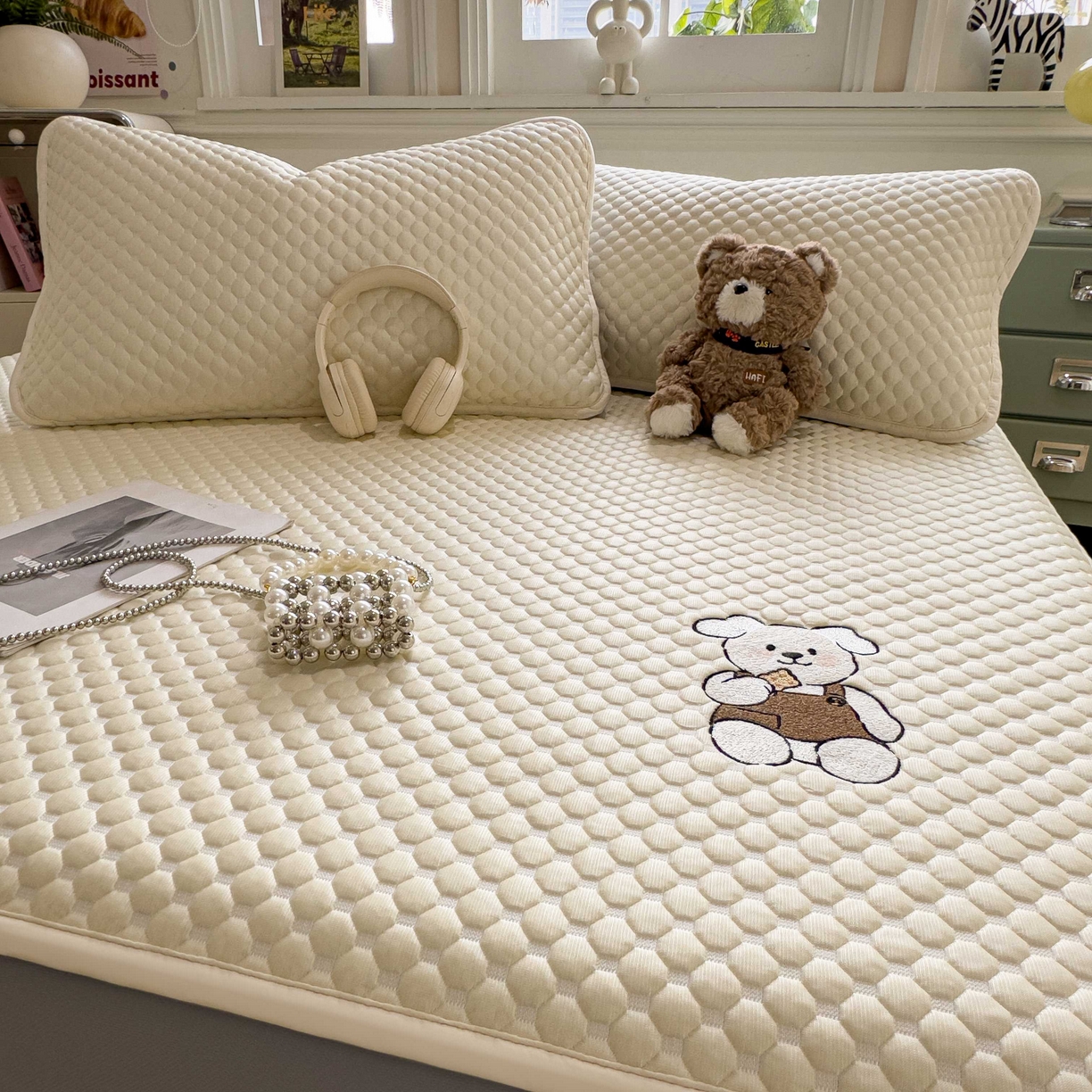 91家纺网 家纺一手货源 找家纺 孩子王家纺 2026春夏新款冰豆豆凉席凉感值过0.21冰丝床单单件冰丝席家用空调软席凉席席子 奶酪黄-床笠款