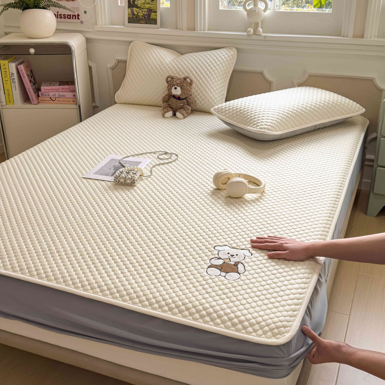 91家纺网 家纺一手货源 找家纺 孩子王家纺 2026春夏新款冰豆豆凉席凉感值过0.21冰丝床单单件冰丝席家用空调软席凉席席子 奶酪黄-床笠款