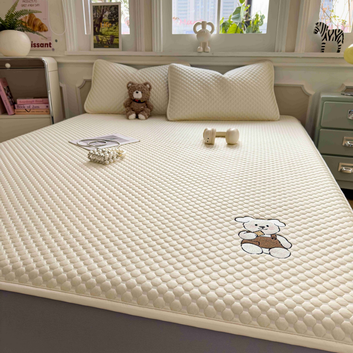 91家纺网 家纺一手货源 找家纺 孩子王家纺 2026春夏新款冰豆豆凉席凉感值过0.21冰丝床单单件冰丝席家用空调软席凉席席子 奶酪黄-床笠款