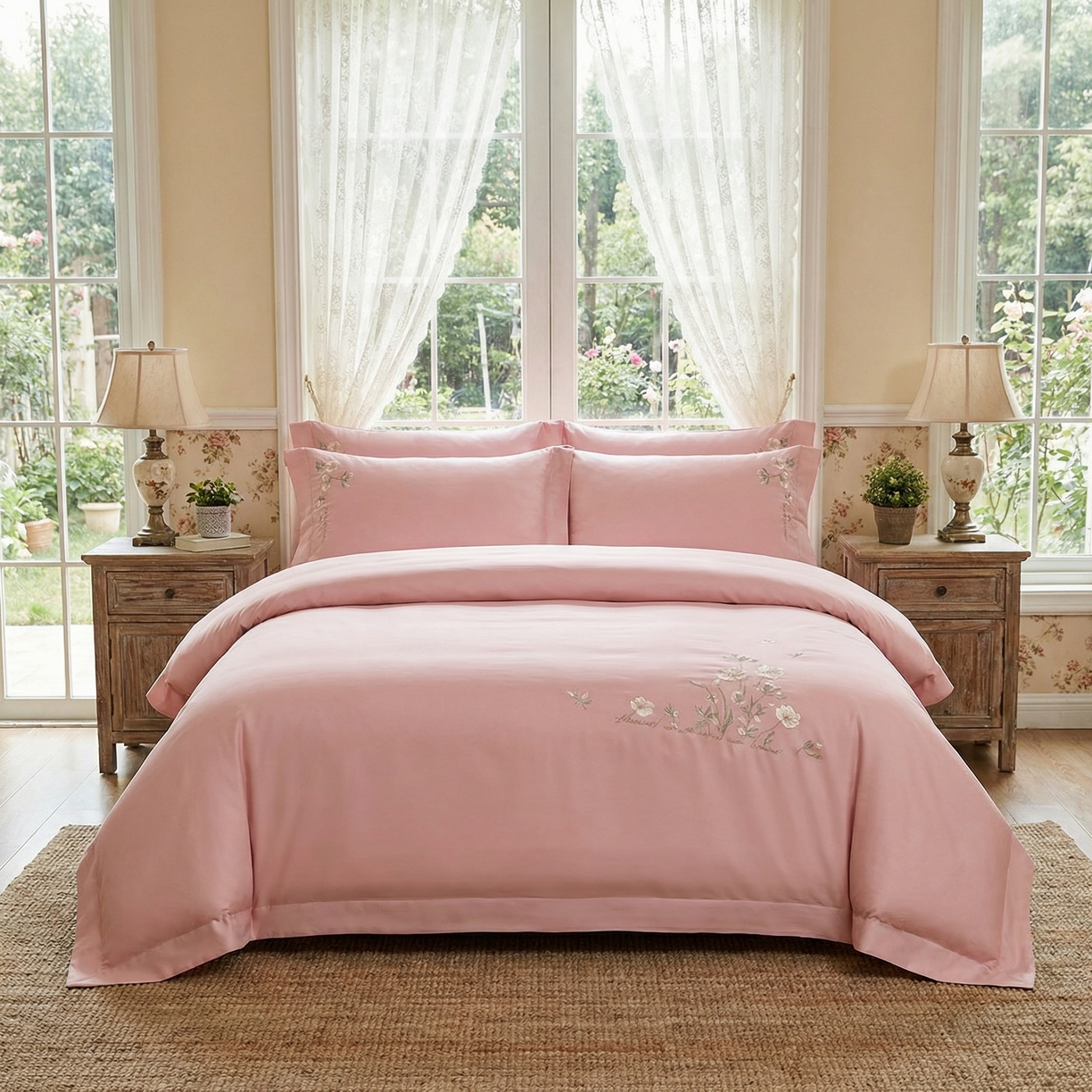 91家纺网 家纺一手货源 找家纺 （总）U品汇 2026全棉纯棉刺绣花四件套40支长绒棉100%棉礼盒包装