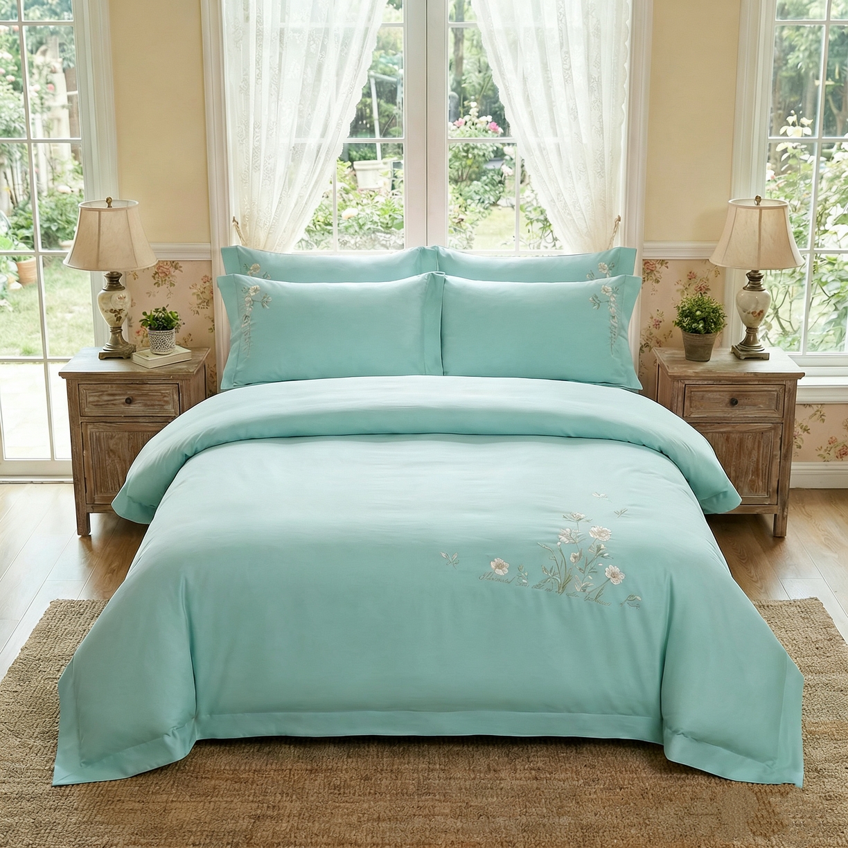 91家纺网 家纺一手货源 找家纺 （总）U品汇 2026全棉纯棉刺绣花四件套40支长绒棉100%棉礼盒包装