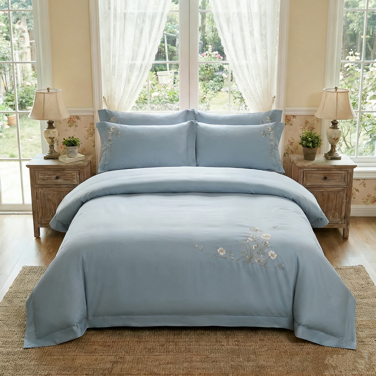 91家纺网 家纺一手货源 找家纺 （总）U品汇 2026全棉纯棉刺绣花四件套40支长绒棉100%棉礼盒包装