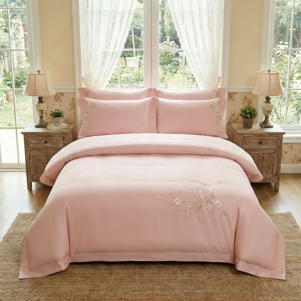 91家纺网 家纺一手货源 找家纺 （总）U品汇 2026全棉纯棉刺绣花四件套40支长绒棉100%棉礼盒包装