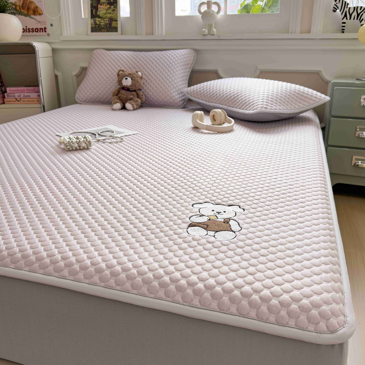 91家纺网 家纺一手货源 找家纺 孩子王家纺 2026春夏新款冰豆豆凉席凉感值过0.21冰丝床单单件冰丝席家用空调软席凉席席子 香芋紫-床笠款