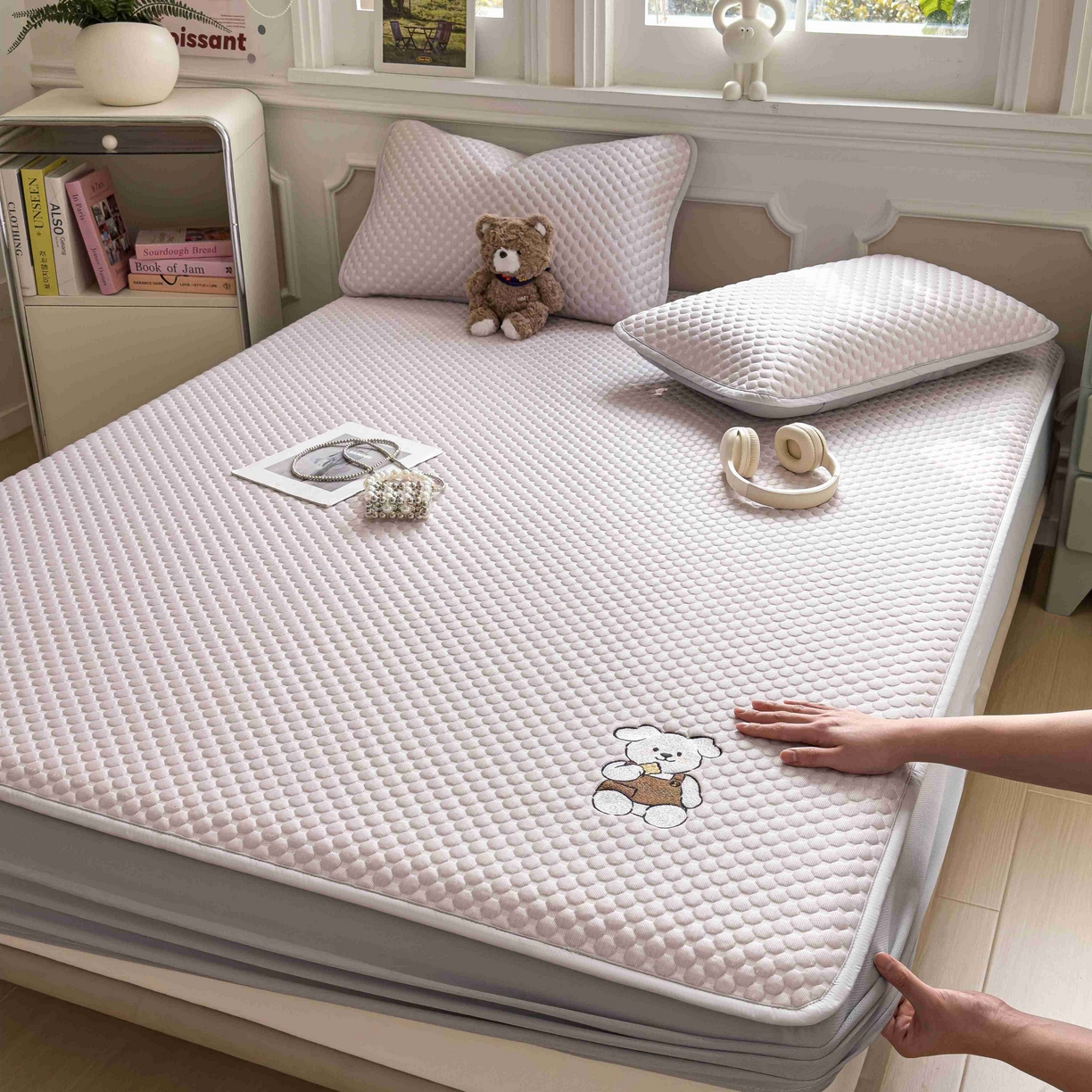 91家纺网 家纺一手货源 找家纺 孩子王家纺 2026春夏新款冰豆豆凉席凉感值过0.21冰丝床单单件冰丝席家用空调软席凉席席子 香芋紫-床笠款